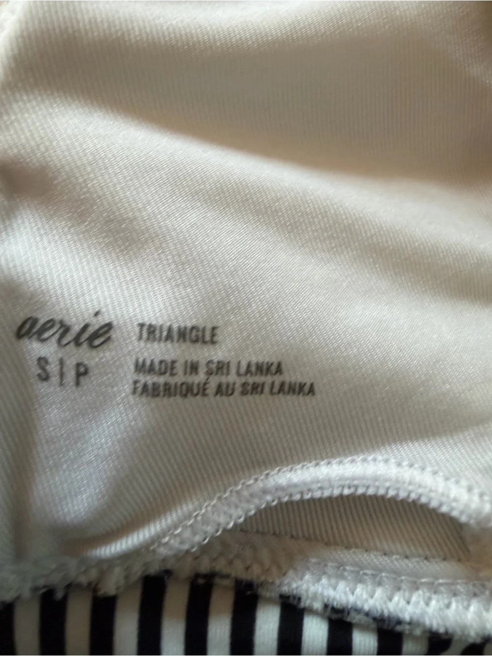Aerie Black & White Striped Longline Triangle Bikini Set – Top S / Bottom XS